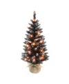 Puleo 3' Pre-lit Tree With 50 Underwriters Laboratories Clear Incandescent Lights And Burlap Base, 9 In Black