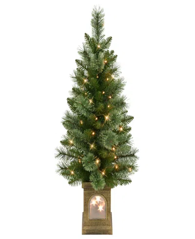 Puleo 3.5' Artificial Pre-lit Potted Christmas Tree In Green