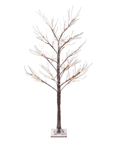Puleo 4' Pre-lit Flocked Artificial Twig Tree In Brown