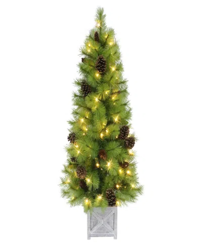 Puleo 4.5' Pre-lit Artificial Arkansas Pine Potted Tree In Green