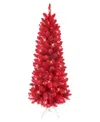 Puleo 4.5' Pre-lit Artificial Flocked Fashion Tree In Red