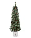 Puleo 4.5' Pre-lit Potted Pine Artificial Christmas Tree In Green