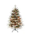 Puleo 4.5ft Pre-lit Flocked Hartford Fir Tree In Green