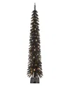 Puleo 6' Pre-lit Artificial Alpine Pencil Tree In Black