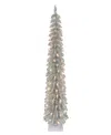 Puleo 6' Pre-lit Artificial Alpine Pencil Tree In Silver