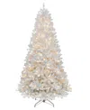 Puleo 7.5 Ft. Pre-lit Flocked Bennington Fir Artificial Christmas Tree In White