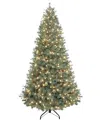 Puleo 7.5 Ft. Pre-lit Hampton Spruce Artificial Christmas Tree In Green