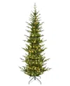 Puleo 7.5' Pre-lit Artificial Slim Hillside Spruce Tree In Green