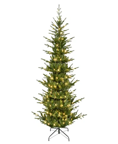 Puleo 7.5' Pre-lit Artificial Slim Hillside Spruce Tree In Green