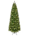 Puleo 7.5' Pre-lit Artificial Slim Teton Pine Tree With Led Lights In Green