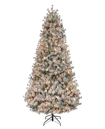 Puleo 7.5' Pre-lit Flocked Idaho Spruce Artificial Christmas Tree In Green