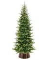 Puleo 7.5" Pre-lit Slim Chatham Spruce Artificial Christmas Tree With Matching Skirt In Green