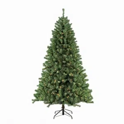 Puleo International 7.5 Ft. Pre-lit Noble Fir Artificial Christmas Tree With 600 Clear Ul Listed Lights In Green