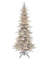 Puleo 9' Pre-lit Slim Flocked Artificial Utah Fir Tree In Green