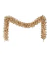 Puleo 9' X 10" Artificial Rose Round Valley Pine Garland In Gold