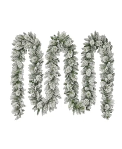 Puleo Flocked Garland 20 Ft X 10 Inch In Green