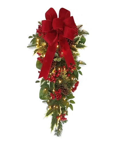 Puleo International 28" Pre-lit Decorated Swag In Green