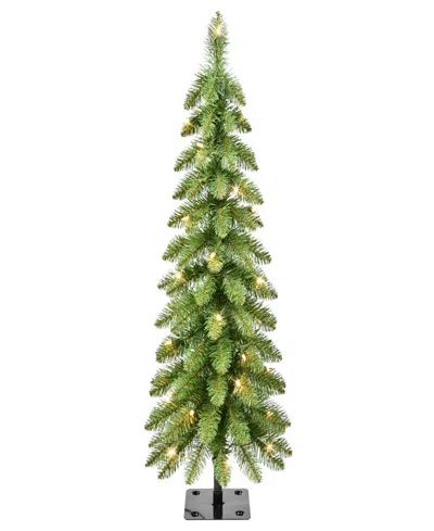 Puleo International 3' Pre-lit Alpine Pencil Christmas Tree In Green