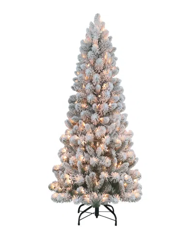 Puleo International 4.5' Pre-lit Flocked Virginia Pine Christmas Tree In Neutral