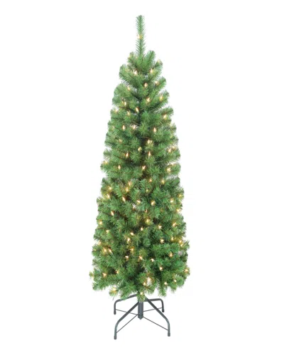 Puleo International 4.5' Pre-lit Northern Fir Pencil Christmas Tree In Green