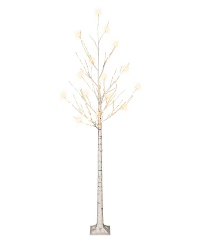 Puleo International 6' Pre-lit Twig Tree Set In White