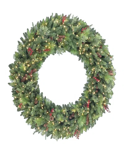 Puleo International 60" Pre-lit Rocky Mountain Spruce Wreath In Green