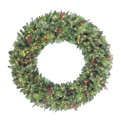 Puleo International 72" Lighted Pvc And Pe Blend Wreath In Green;red