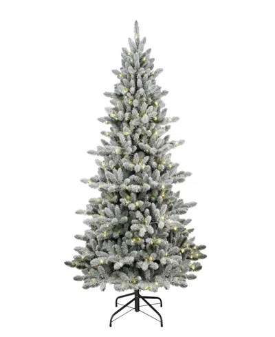 Puleo International 7.5' Pre-lit Flocked Bennington Fir Christmas Tree In Multi