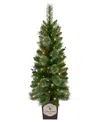 Puleo International Puleo 3.5' Artificial Cashmere Pre-lit Potted Christmas Tree In Green