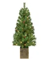 Puleo International Puleo 3.5' Artificial Pre-lit Potted Adorned Tree In Green