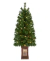 Puleo International Puleo 3.5' Artificial Pre-lit Potted Christmas Tree In Green