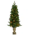 Puleo International Puleo 3.5' Artificial Pre-lit Potted Oregon Fir Tree In Green