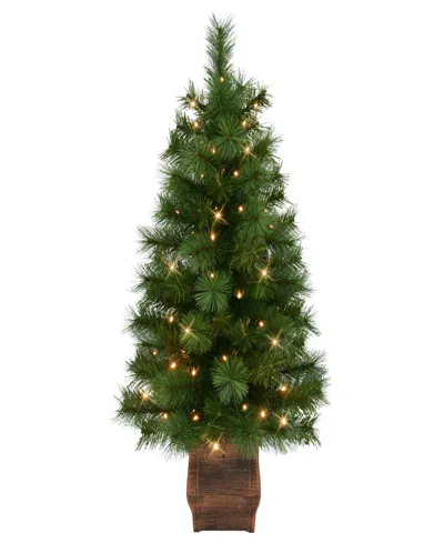 Puleo International Puleo 3.5' Artificial Pre-lit Potted Wyoming Pine Tree In Green