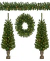 Puleo International Puleo 4-pc. Pre-lit Artificial Christmas Decor Set In Green