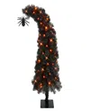 Puleo International Puleo 4' Pre-lit Black Tinsel Artificial Whimsical Halloween Tree In Black
