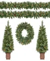 Puleo International Puleo 5-pc. Pre-lit Artificial Christmas Decor Set In Green