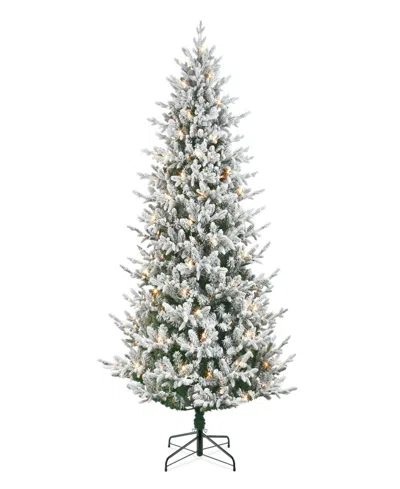 Puleo Pre-lit Flocked Artificial Tree 7.5 Ft In Green