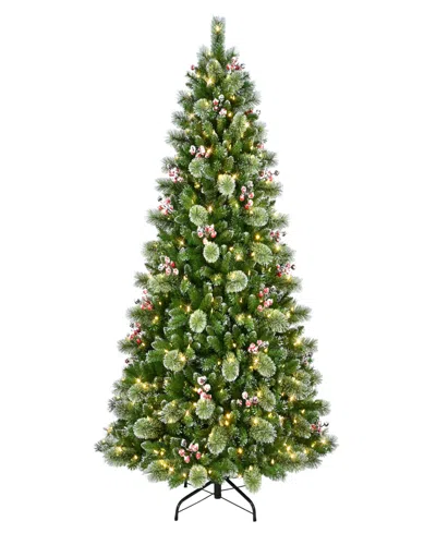 Puleo Pre-lit Pine Artificial Tree 7.5 Ft In Green