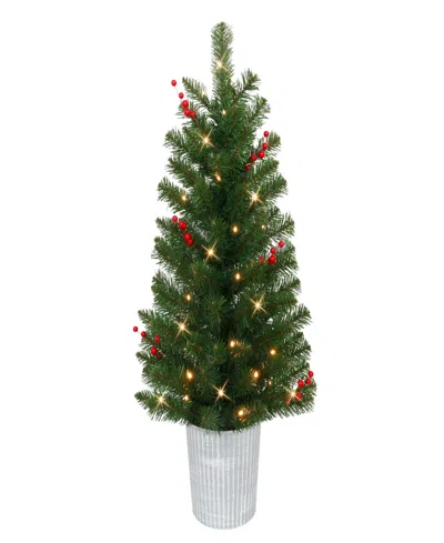 Puleo Pre-lit Potted Trees 3.5ft. In Green