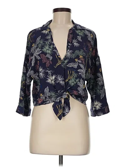 Pre-owned Pull & Bear 3/4 Sleeve Blouse In Blue