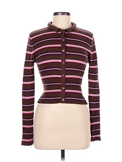 Pre-owned Pull & Bear Cardigan Sweater In Burgundy