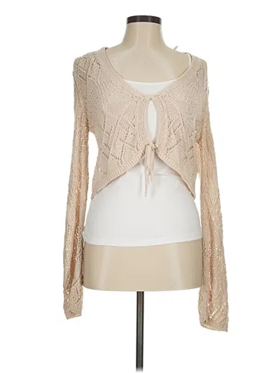 Pre-owned Pull & Bear Cardigan Sweater In Tan