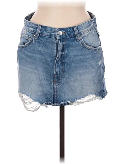 Pre-owned Pull & Bear Denim Skirt In Blue