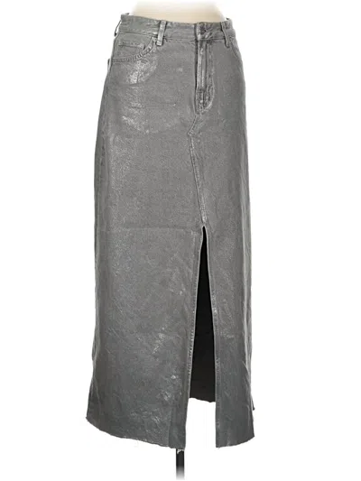 Pre-owned Pull & Bear Faux Leather Skirt In Gray