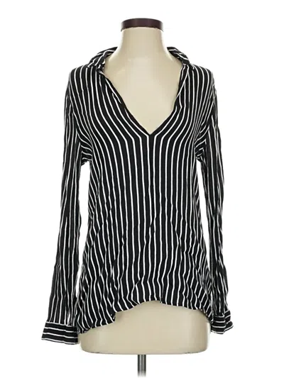 Pre-owned Pull & Bear Long Sleeve Blouse In Black