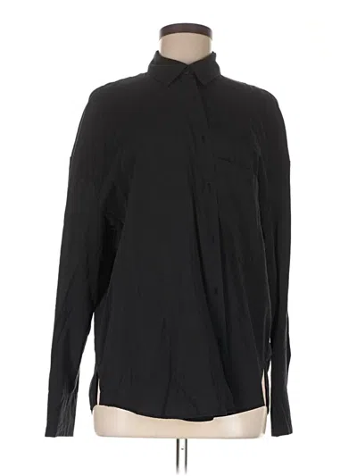 Pre-owned Pull & Bear Long Sleeve Button Down Shirt In Black