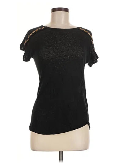 Pre-owned Pull & Bear Short Sleeve Top Black Keyhole Neckline Tops