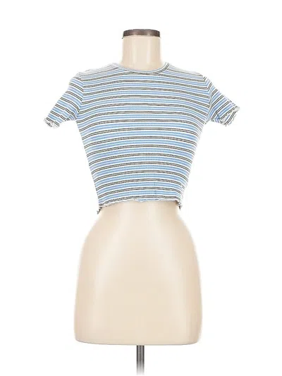 Pre-owned Pull & Bear Short Sleeve Top Blue Keyhole Neckline Tops