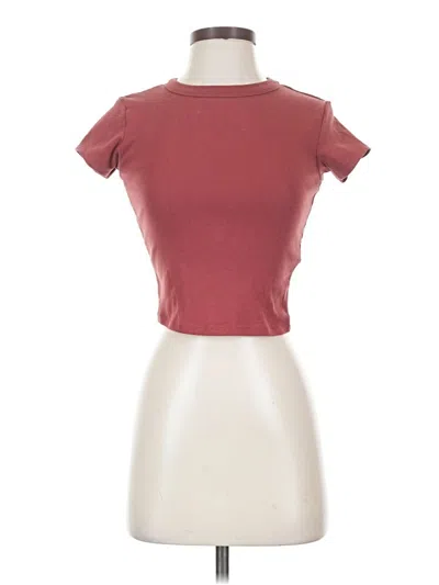 Pre-owned Pull & Bear Short Sleeve Turtleneck In Burgundy