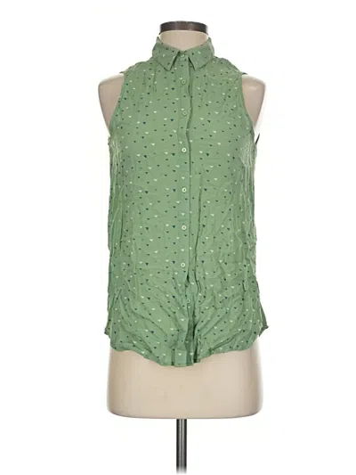 Pre-owned Pull & Bear Sleeveless Button Down Shirt In Green